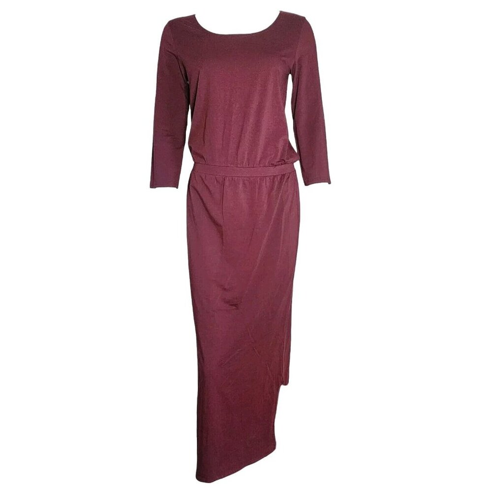 Garnet Hill Dress Womens Size S Small Solid All Purple Pullover 3/4 Sleeve Long